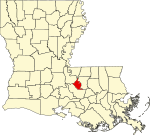 State map highlighting West Baton Rouge Parish