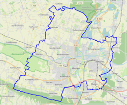 Läget för staden Minden i Kreis Minden-Lübbecke