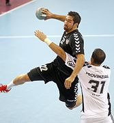 Nikola Karabatic, sous les couleurs d'Al-Sadd SC, face à son ancien club du THW Kiel.