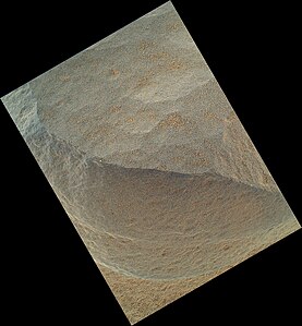 Photo prise par la caméra microscope MAHLI de la roche Bathurst Inlet (30 septembre)