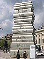 Image 6612-metre-high (40 ft) stack of books sculpture at the Berlin Walk of Ideas, commemorating the invention of modern book printing (from History of books)