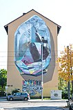 Mural painting "Propagating machine" realized by Nevercrew in Mannheim, Germany, in 2017