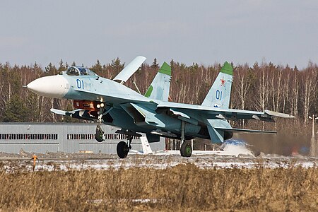 Su-27 from Russian Knights aerobatic team on landing