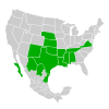 Symphyotrichum divaricatum native distribution: Mexico — Baja California Sur, Chihuahua, Coahuila, and Tamaulipas; US — Alabama, Arkansas, Kansas, Louisiana, Mississippi, Nebraska, New Mexico, Oklahoma, Tennessee, Texas, and Virginia.