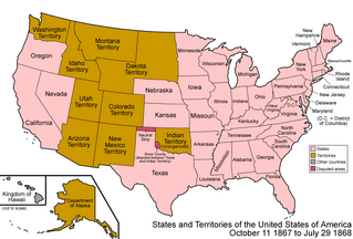 A map of the United States from 1867 to 1868.