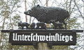 Pig Signpost in the Frankfurt Stadtwald