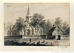 L'église en 1766 avant sa destruction.