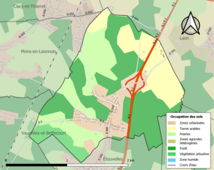 Carte en couleurs présentant l'occupation des sols.