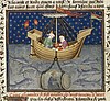 A fifteenth-century manuscript illumination showing Alexander exploring the sea in a submarine