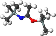 Ball and stick model of (E)-bis(trimethylsilyl)acetamide