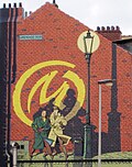 Fresque murale du parcours BD de Bruxelles reproduisant la couverture de l'album, réalisée en 2005 par Art Mural.