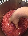 Ground beef crumbled in water