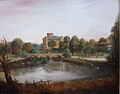 約1830年時的艾靈頓城堡，此城堡鄰近基爾溫寧，曾是艾靈頓伯爵（Earl of Eglinton）的居所