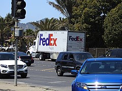 A FedEx truck in the United States