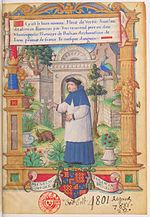Frontispice de Fleur de Vertu représentant son traducteur, François II de Rohan, par le Maître du même nom.