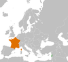 Location map for France and Lebanon.