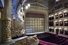 Volour photograph of the interior of the Czech National Theatre