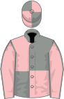 Grey and pink (quartered), pink sleeves, grey seams