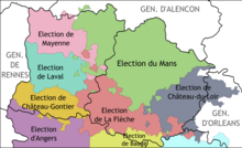 Carte montrant les limites d'élections et les départments actuels.