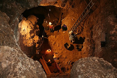 Archaeologists prospecting Santa Ana Cave at Excavation (archaeology), by Mario modesto