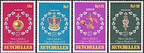 Stamps issued in New Zealand to commemorate the Silver Jubilee of the Queen of New Zealand