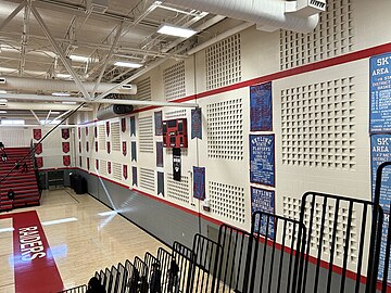 Decorations of the walls of Coach J.D. Mayo Gymnasium