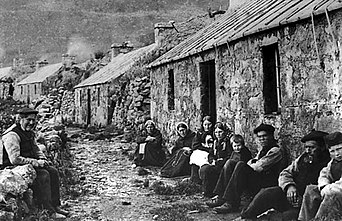 St. Kildans sitting on the village street, 1886.