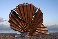 Hambling's Scallop 2003, tribute to Benjamin Britten, north end of Aldeburgh beach, England