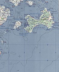 Map of most of Kinmen County including Fuxing Islet (labelled as Hou-chai Hsü (Phaktia)) (AMS, 1954)