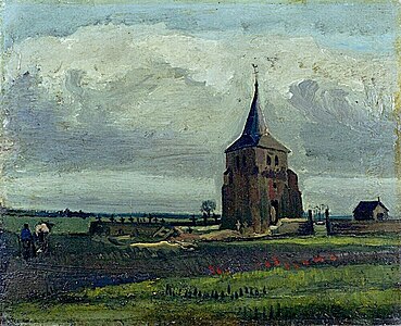 The Old Tower at Nuenen with a Ploughman, 1884, Kröller-Müller Museum, Otterlo, Netherlands (F34)