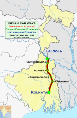 (Kolkata Sealdah–Lalgola) Bhagirathi Express route map