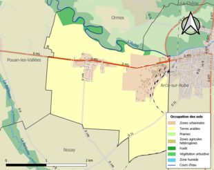 Carte en couleurs présentant l'occupation des sols.