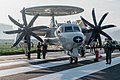 Grumman E-2 Hawkeye on display at a highway strip during the 2021 Han Kuang exercise