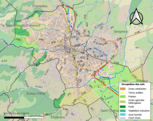 Carte en couleurs présentant l'occupation des sols.