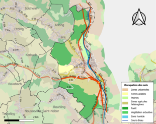 Carte en couleurs présentant l'occupation des sols.