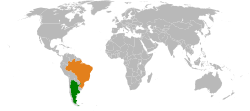 Map indicating locations of Argentina and Brazil