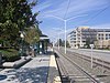 Looking west along the southbound platform at Borregas station