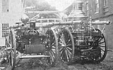 Electric fire engine (left) and steam fire engine
