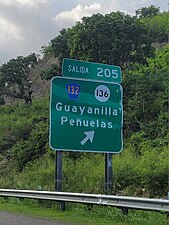 PR-2 west at exit 205 to PR-132 east and PR-136 south between Magas and Jaguas barrios, Guayanilla