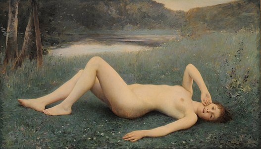 Floréal, 1886, Huile sur toile, Dim. : H. 1,10 m ; L. 1,85 m. H : 1,35 m ; L : 2,15 m (avec cadre), S.b.g. : R. COLLIN 1886, musée des Beaux-Arts d'Arras.