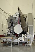 Le satellite de météorologie GOES O avant son lancement en orbite géostationnaire.