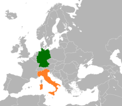 Map indicating locations of Germany and Italy