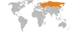 Mappa che indica l'ubicazione di Italia e Russia