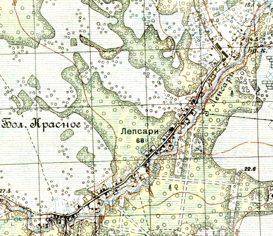 Деревня Лепсари на карте 1931 года