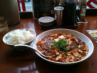 Mapo tofu at a restaurant in Kobe, Japan