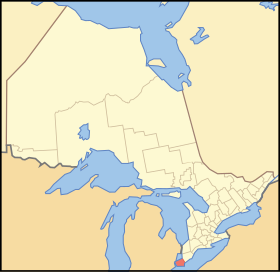 Location of Essex County in Ontario