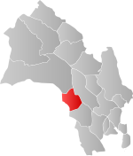 Mapa do condado de Buskerud com Rollag em destaque.