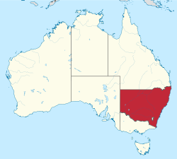 Map of Australia with New South Wales highlighted