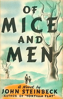 Book cover illustration of two men walking along a dirt path between grass and a few trees