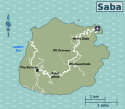 Map of Saba showing Windwardside